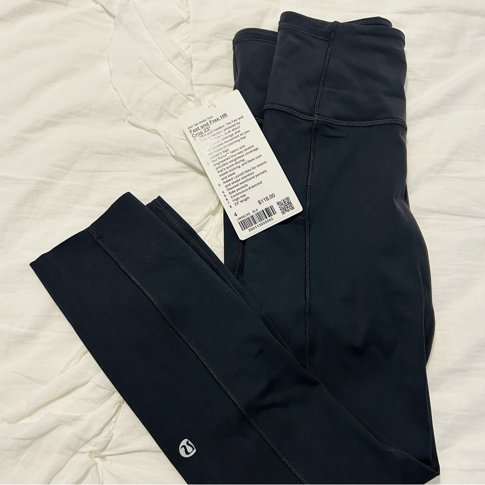 Lululemon, Fast and Free High Rise Crop 23” Legging, Size 4, Black
